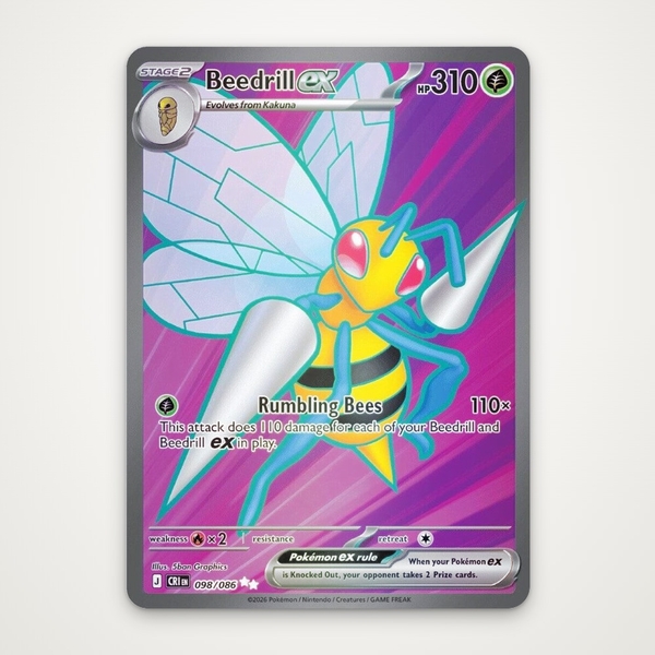 Thẻ hình Pokemon Beedrill ex 098/086 - Lá bài lẻ Chaos Rising Ultra Rare tiếng Anh chính hãng ảnh 2