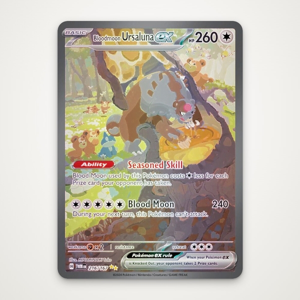 Thẻ hình Pokemon Bloodmoon Ursaluna ex 216/167 - Lá bài lẻ Twilight Masquerade Special Illustration Rare tiếng Anh chính hãng ảnh 2