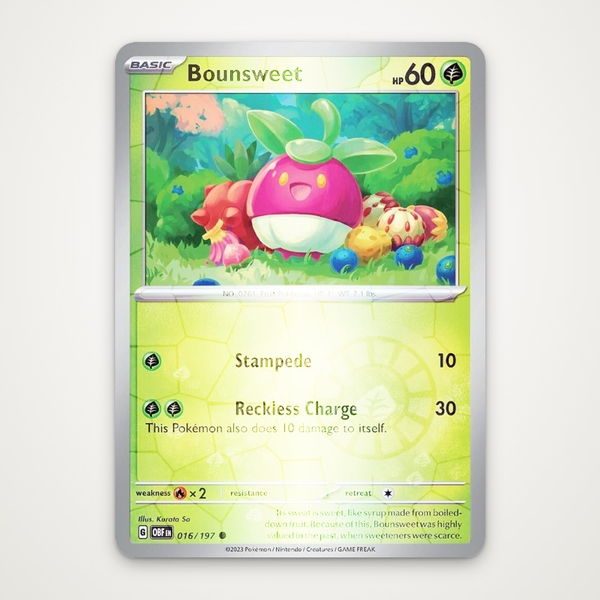 Thẻ hình Pokemon Bounsweet 016/197 - Lá bài lẻ Obsidian Flames Common Reverse Holo tiếng Anh chính hãng ảnh 2