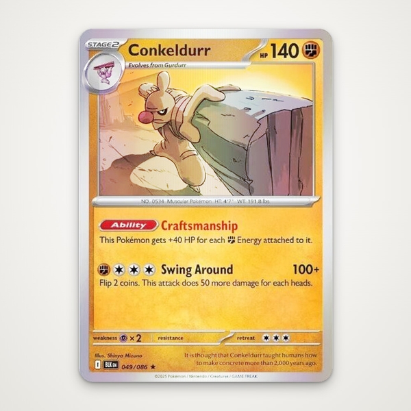 Thẻ hình Pokemon Conkeldurr 049/086 - Lá bài lẻ Black Bolt Holo Rare tiếng Anh chính hãng ảnh 2