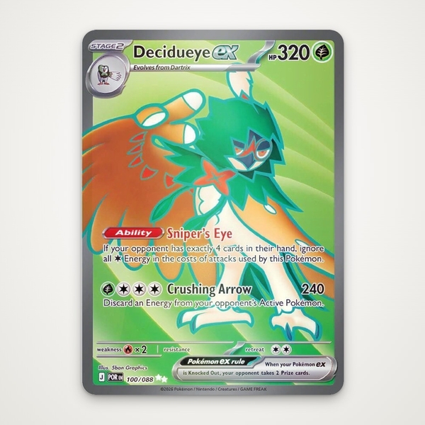 Thẻ hình Pokemon Decidueye ex 100/088 - Lá bài lẻ Perfect Order Ultra Rare tiếng Anh chính hãng ảnh 2