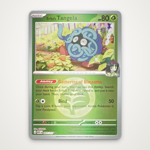 Thẻ hình Pokemon Erika's Tangela 007/217 - Lá bài lẻ Ascended Heroes Common Poke Ball Holo tiếng Anh chính hãng ảnh 3