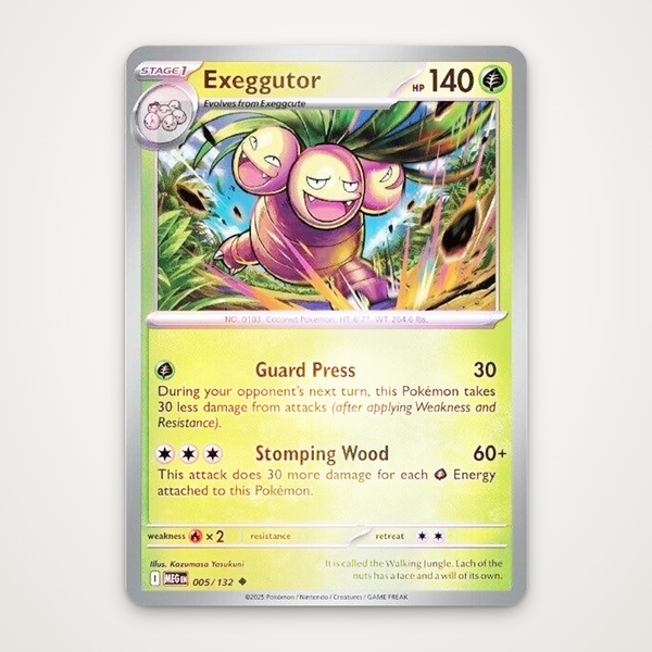 Thẻ hình Pokemon Exeggutor 005/132 - Lá bài lẻ Mega Evolution Base Set Uncommon Reverse Holo tiếng Anh chính hãng ảnh 2