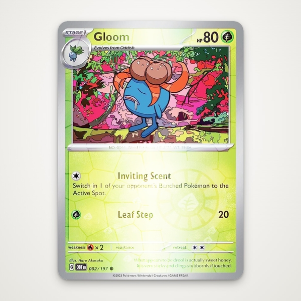 Thẻ hình Pokemon Gloom 002/197 - Lá bài lẻ Obsidian Flames Common Reverse Holo tiếng Anh chính hãng ảnh 2