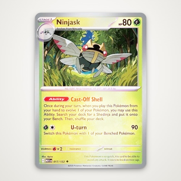 Thẻ hình Pokemon Ninjask 017/132 - Lá bài lẻ Mega Evolution Base Set Uncommon Reverse Holo tiếng Anh chính hãng ảnh 2