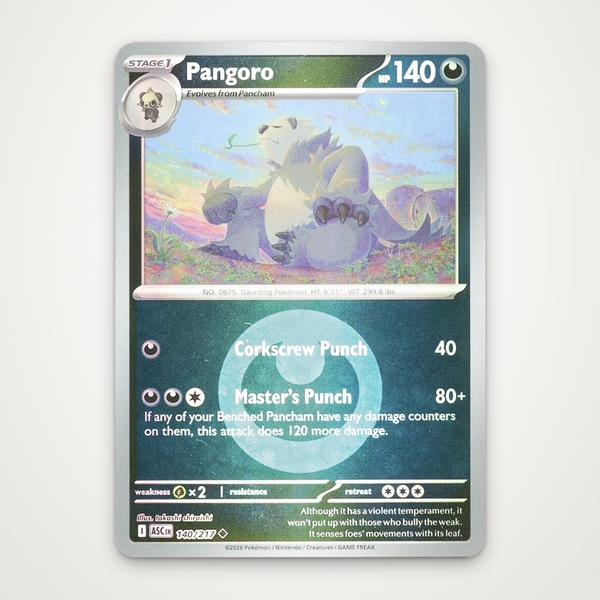 Thẻ hình Pokemon Pangoro 140/217 - Lá bài lẻ Ascended Heroes Uncommon Energy Symbol Holo tiếng Anh chính hãng ảnh 2