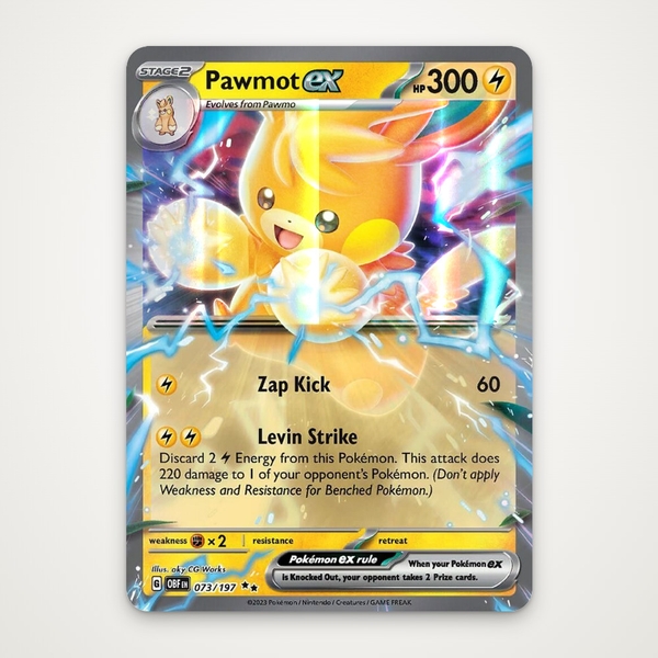 Thẻ hình Pokemon Pawmot ex 073/197 - Lá bài lẻ Obsidian Flames Double Rare tiếng Anh chính hãng ảnh 2