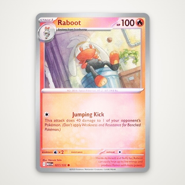 Thẻ hình Pokemon Raboot 027/132 - Lá bài lẻ Mega Evolution Base Set Common Reverse Holo tiếng Anh chính hãng ảnh 2