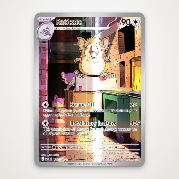 Thẻ hình Pokemon Raticate 099/088 - Lá bài lẻ Perfect Order Illustration Rare tiếng Anh chính hãng ảnh 2
