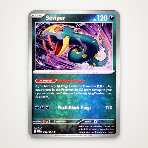 Thẻ hình Pokemon Seviper 062/094 - Lá bài lẻ Phantasmal Flames Uncommon Reverse Holo tiếng Anh chính hãng ảnh 2