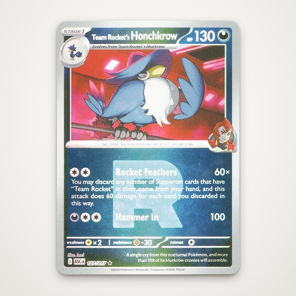 Thẻ hình Pokemon Team Rocket's Honchkrow 127/217 - Lá bài lẻ Ascended Heroes Holo Rare Team Rocket Holo tiếng Anh chính hãng ảnh 3