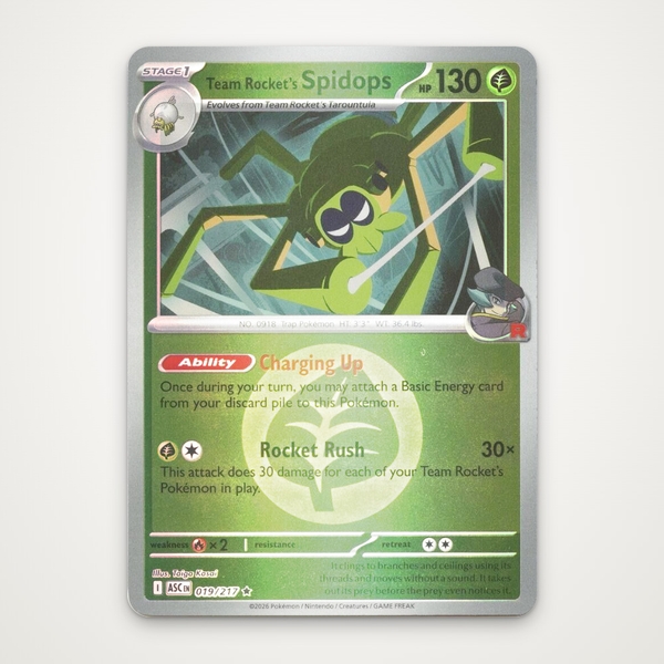 Thẻ hình Pokemon Team Rocket's Spidops 019/217 - Lá bài lẻ Ascended Heroes Rare Energy Symbol Holo tiếng Anh chính hãng ảnh 2