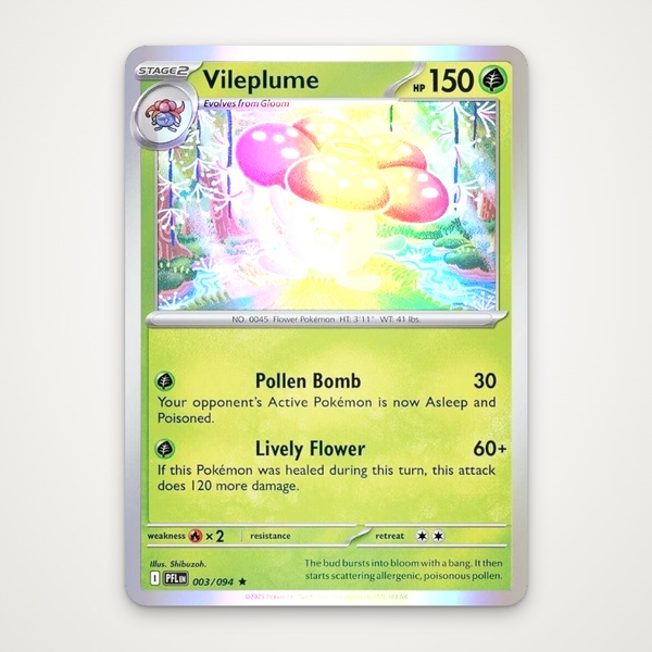 Thẻ hình Pokemon Vileplume 003/094 - Lá bài lẻ Phantasmal Flames Holo Rare Reverse Holo tiếng Anh chính hãng ảnh 2