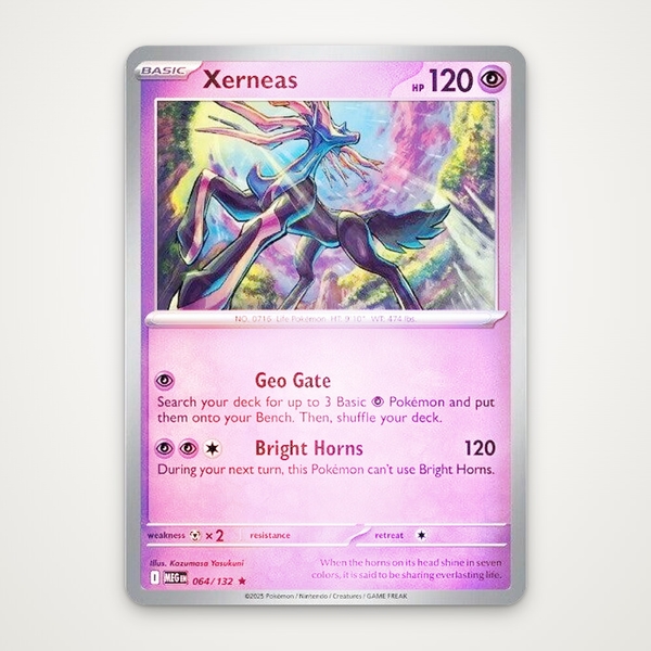 Thẻ hình Pokemon Xerneas 064/132 - Lá bài lẻ Mega Evolution Base Set Holo Rare Reverse Holo tiếng Anh chính hãng ảnh 2
