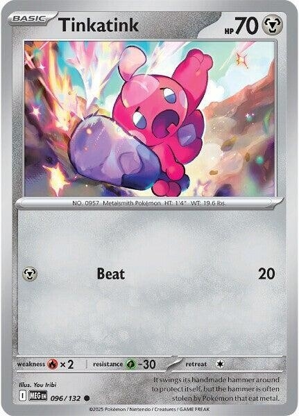 Thẻ hình Pokemon Tinkatink 096/132 - Lá bài lẻ Mega Evolution Base Set Common Reverse Holo tiếng Anh chính hãng