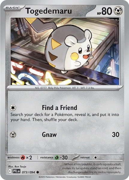 Thẻ hình Pokemon Togedemaru 073/094 - Lá bài lẻ Phantasmal Flames Common Reverse Holo tiếng Anh chính hãng