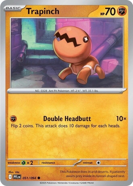 Thẻ hình Pokemon Trapinch 051/094 - Lá bài lẻ Phantasmal Flames Common Reverse Holo tiếng Anh chính hãng