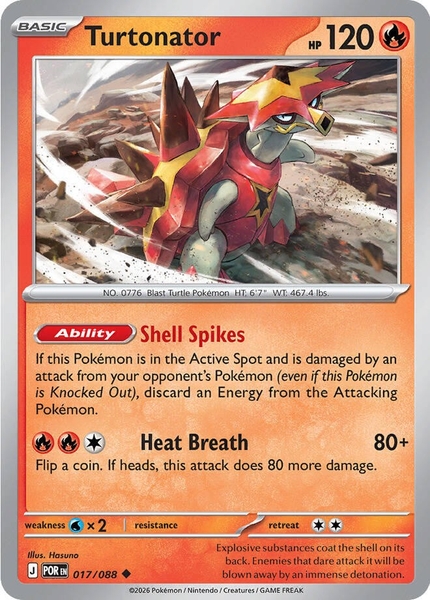 Thẻ hình Pokemon Turtonator 017/088 - Lá bài lẻ Perfect Order Uncommon Reverse Holo tiếng Anh chính hãng