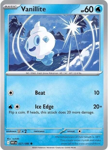 Thẻ hình Pokemon Vanillite 027/086 - Lá bài lẻ White Flare Common Reverse Holo tiếng Anh chính hãng
