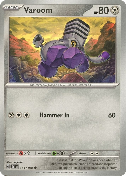 Thẻ hình Pokemon Varoom 141/198 - Lá bài lẻ Scarlet & Violet Base Set Common Reverse Holo tiếng Anh chính hãng