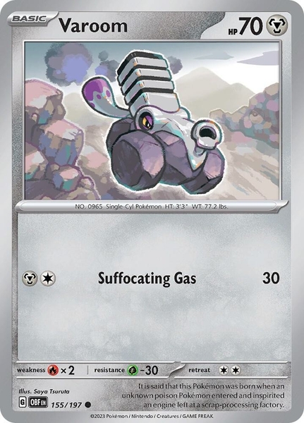 Thẻ hình Pokemon Varoom 155/197 - Lá bài lẻ Obsidian Flames Common Reverse Holo tiếng Anh chính hãng