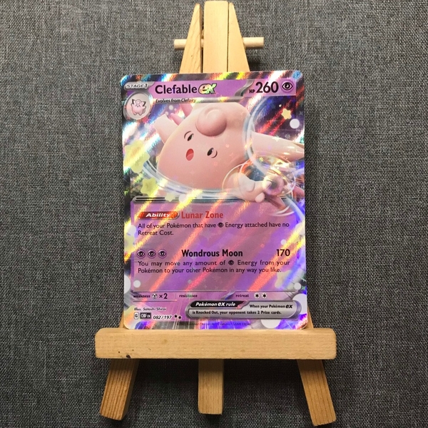 Thẻ hình Pokemon Clefable ex 082/197 - Lá bài lẻ Scarlet & Violet: Obsidian Flames Ultra Rare tiếng Anh chính hãng ảnh 3