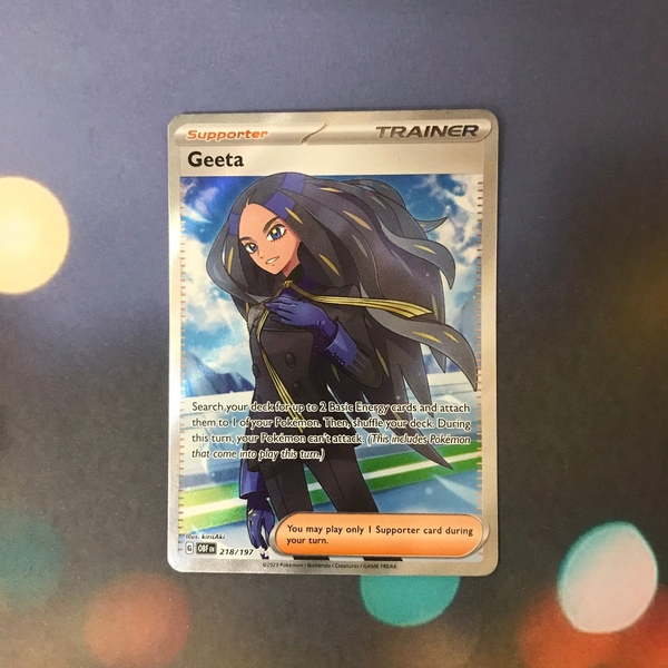 Thẻ hình Pokemon Geeta 218/197 - Lá bài lẻ Obsidian Flames Full Art Secret Rare tiếng Anh chính hãng ảnh 5