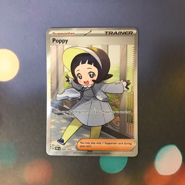 Thẻ hình Pokemon Poppy 220/197 - Lá bài lẻ Obsidian Flames Full Art Secret Rare tiếng Anh chính hãng ảnh 2