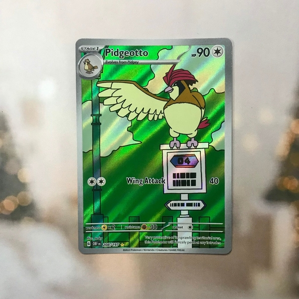 Thẻ hình Pokemon Pidgeotto 208/197 - Lá bài lẻ Obsidian Flames Illustration Rare tiếng Anh chính hãng