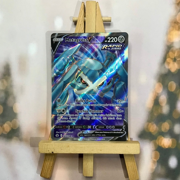 Thẻ hình Pokemon Metagross V 181/198 - Lá bài lẻ Full Art Ultra Rare tiếng Anh chính hãng ảnh 3