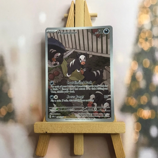 Thẻ hình Pokemon Houndour 204/197 - Lá bài lẻ Obsidian Flames Illustration Rare tiếng Anh chính hãng ảnh 3