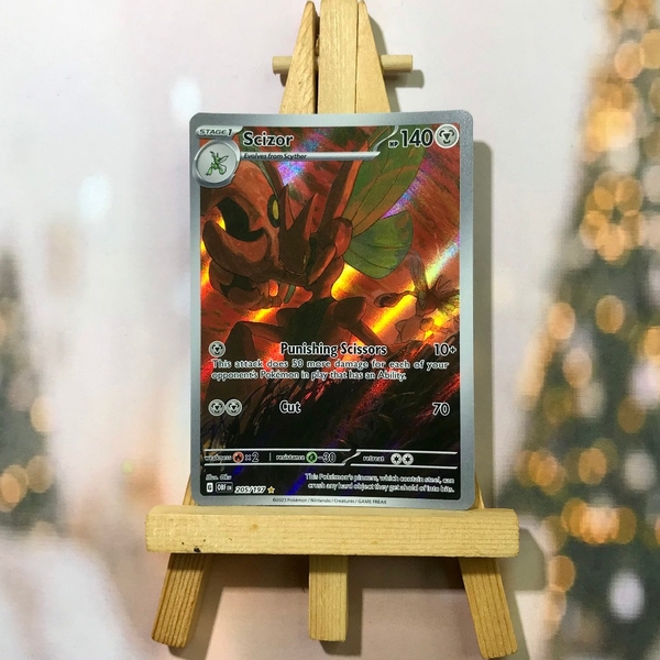 Thẻ hình Pokemon Scizor 205/197 - Lá bài lẻ Obsidian Flames Illustration Rare tiếng Anh chính hãng ảnh 2