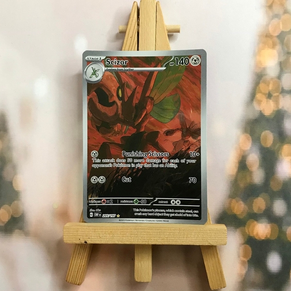 Thẻ hình Pokemon Scizor 205/197 - Lá bài lẻ Obsidian Flames Illustration Rare tiếng Anh chính hãng ảnh 4