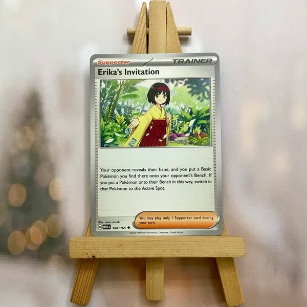 Thẻ hình Pokemon Erika's Invitation 160/165 - Lá bài Scarlet & Violet 151 Common Reverse Holo tiếng Anh chính hãng ảnh 4