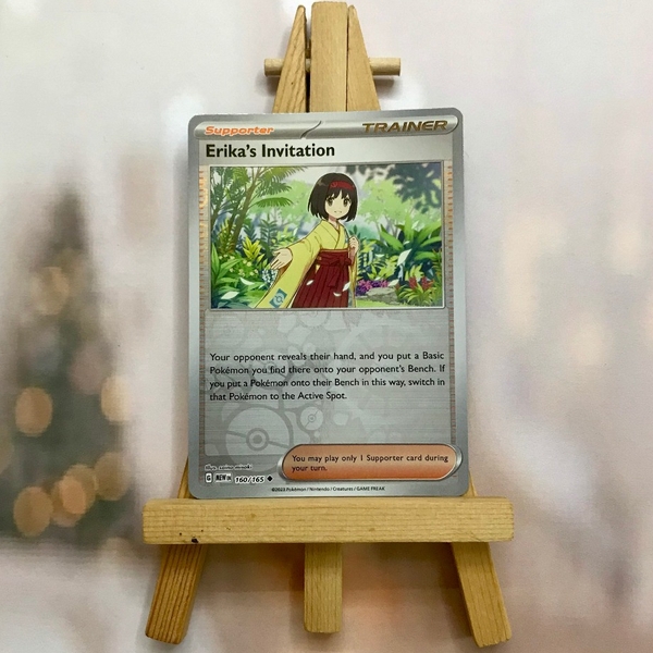 Thẻ hình Pokemon Erika's Invitation 160/165 - Lá bài Scarlet & Violet 151 Common Reverse Holo tiếng Anh chính hãng ảnh 2