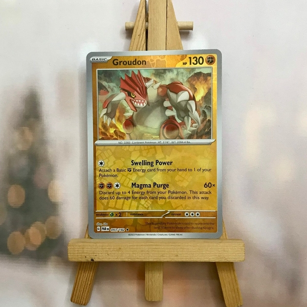 Thẻ hình Pokemon Groudon 093/182 - Lá bài lẻ Paradox Rift Holo Rare Reverse Holo tiếng Anh chính hãng ảnh 3