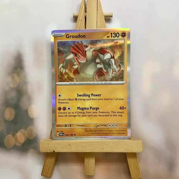 Thẻ hình Pokemon Groudon 093/182 - Lá bài lẻ Paradox Rift Holo Rare Reverse Holo tiếng Anh chính hãng