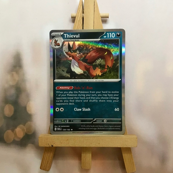 Thẻ hình Pokemon Thievul 120/182 - Lá bài lẻ Scarlet & Violet: Paradox Rift Holo Rare Reverse Holo tiếng Anh chính hãng ảnh 4