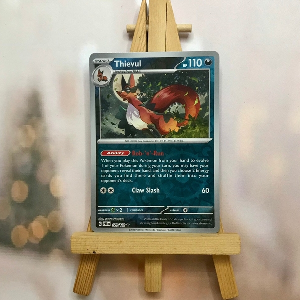 Thẻ hình Pokemon Thievul 120/182 - Lá bài lẻ Scarlet & Violet: Paradox Rift Holo Rare Reverse Holo tiếng Anh chính hãng ảnh 3