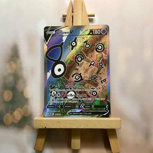 Thẻ hình Pokemon Unown V 177/195 - Lá bài lẻ Silver Tempest Alternate Art Ultra Rare tiếng Anh chính hãng ảnh 2