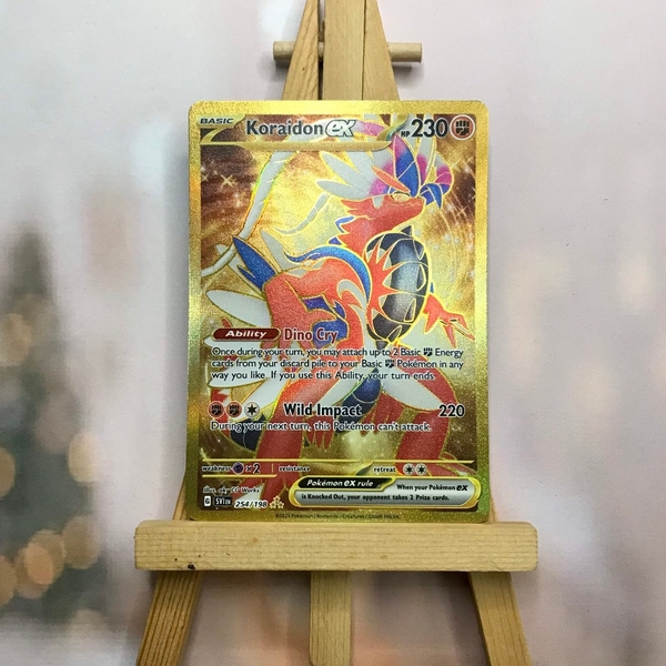Thẻ hình Pokemon Koraidon ex 254/198 - Lá bài lẻ Scarlet & Violet Base Set Gold Secret Rare tiếng Anh chính hãng ảnh 2