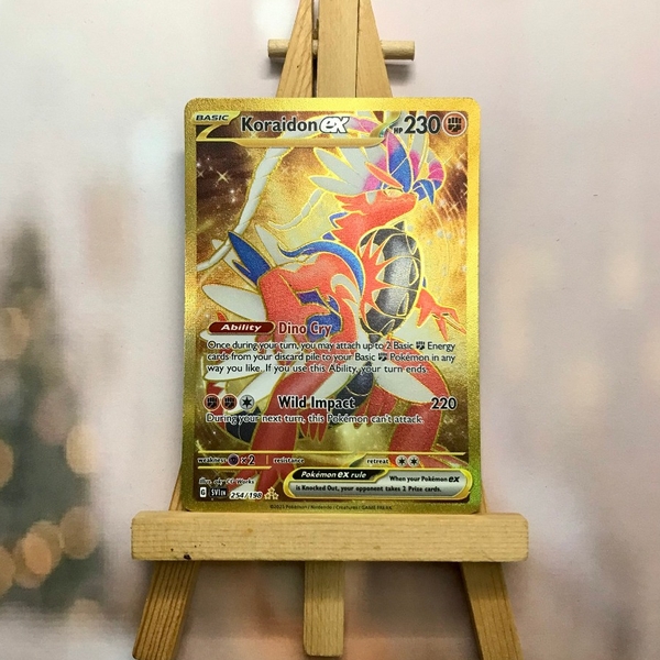 Thẻ hình Pokemon Koraidon ex 254/198 - Lá bài lẻ Scarlet & Violet Base Set Gold Secret Rare tiếng Anh chính hãng ảnh 3