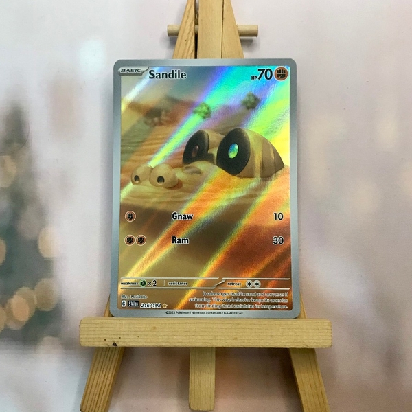 Thẻ hình Pokemon Sandile 216/198 - Lá bài lẻ Scarlet & Violet Base Set Illustration Rare tiếng Anh chính hãng ảnh 2