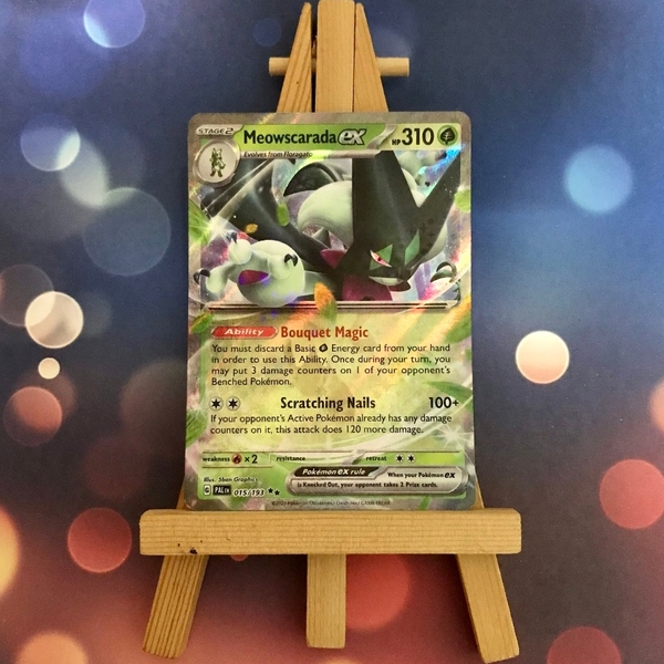 Thẻ hình Pokemon Meowscarada ex 015/193 - Lá bài Paldea Evolved Ultra Rare tiếng Anh chính hãng ảnh 4
