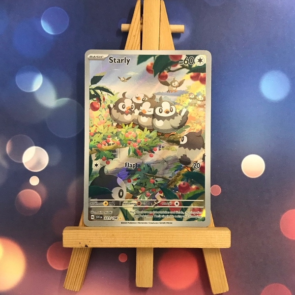 Thẻ hình Pokemon Starly 221/198 - Lá bài lẻ Illustration Rare tiếng Anh chính hãng ảnh 3