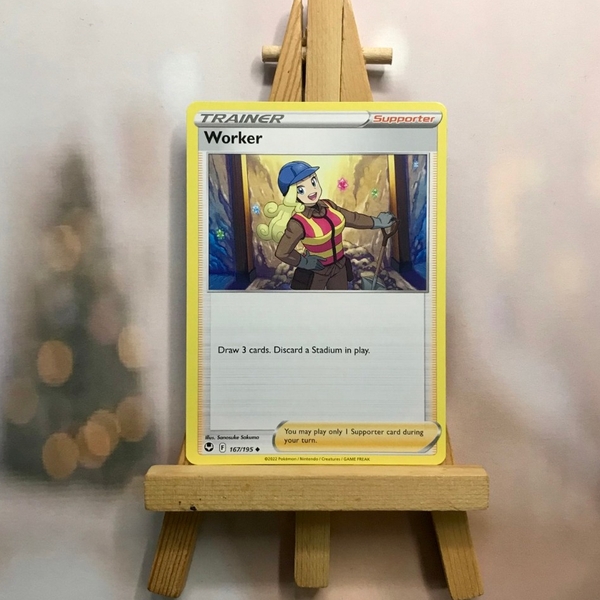 Thẻ hình Pokemon Worker 167/195 - Lá bài Sword & Shield: Silver Tempest Uncommon Reverse Holo tiếng Anh chính hãng