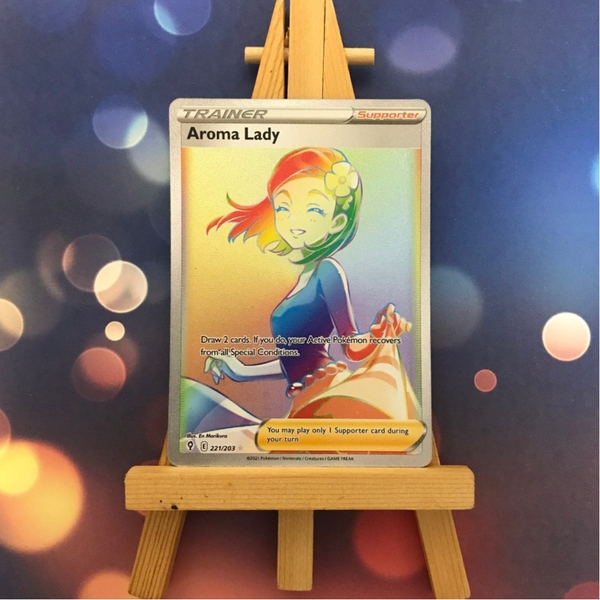 Thẻ hình Pokemon Aroma Lady 221/203 - Lá bài lẻ Hyper Rare tiếng Anh chính hãng ảnh 2