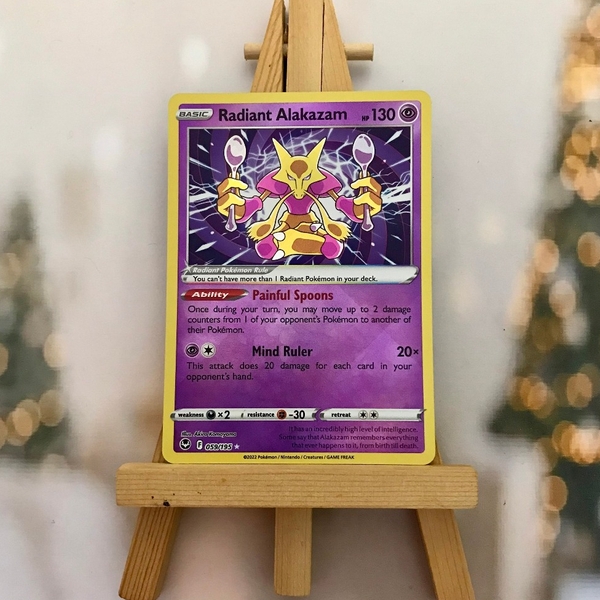 Thẻ hình Pokemon Radiant Alakazam 059/195 - Lá bài Sword & Shield: Silver Tempest Radiant Rare tiếng Anh chính hãng ảnh 2