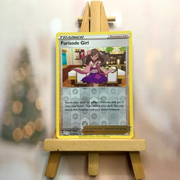 Thẻ hình Pokemon Furisode Girl 157/195 - Lá bài lẻ Silver Tempest Uncommon Reverse Holo tiếng Anh chính hãng ảnh 2
