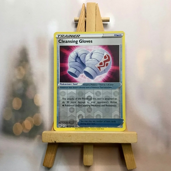 Thẻ Pokemon Cleansing Gloves 136/172 - Lá bài Sword&Shield Brilliant Stars Uncommon Reverse Holo tiếng Anh chính hãng ảnh 3